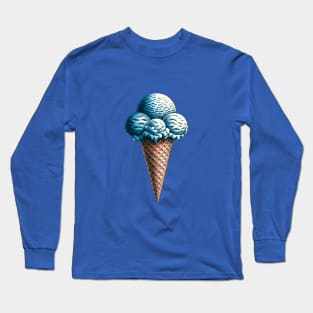 Triple Scoop Blue Ice Cream Long Sleeve T-Shirt